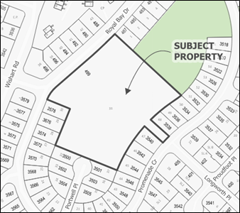 Map showing subject property 499 Royal Bay Dr.