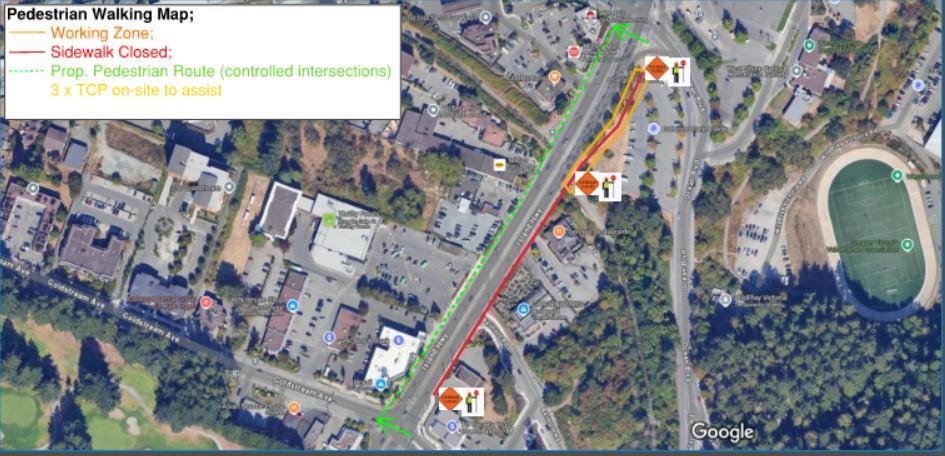 map of bc hydro sidewalk closure